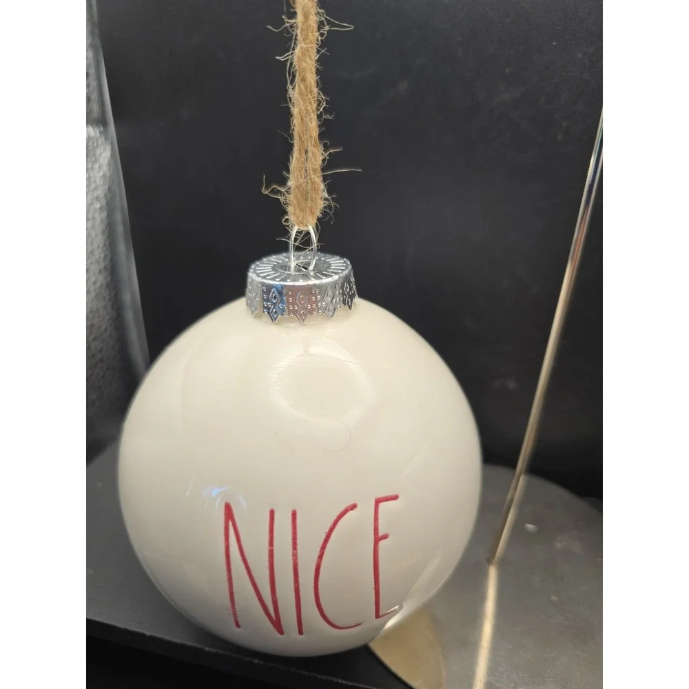 Rae Dunn Artisan Collection by Magenta White Christmas Ball Ornament NICE In Red